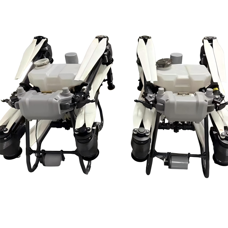 Agriculture drone spraying crops with precision atomized nozzles for effective protection