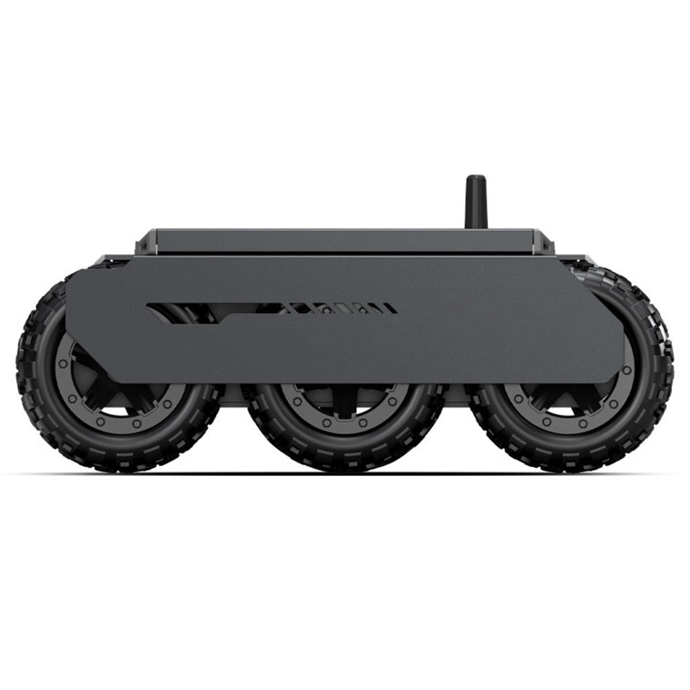 4WD mobile robot platform with ESP32 controller and flexible expansion rails for robotics projects