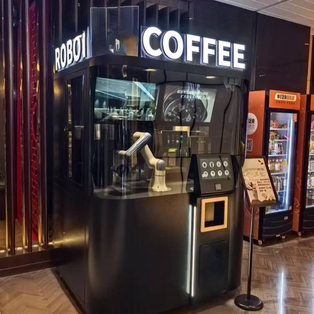 front view fully automatic robotic coffee vending machine 24h unmanned service