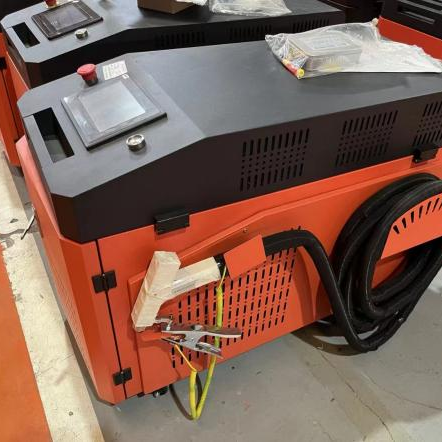 Handheld laser cutter front view with water-cooled design and digital control system for welding, cutting, and cleaning applications