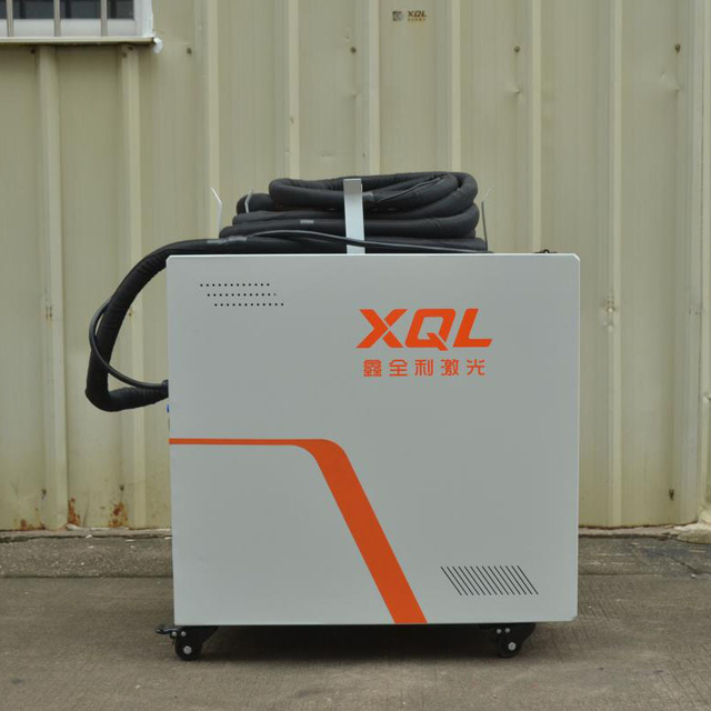 Front view of Model S 2000W handheld metal laser welding machine with compact water-cooled body and ergonomic fiber welding gun for metal fabrication
