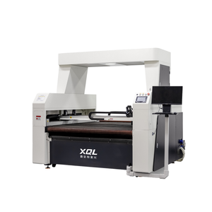 Front view of industrial fabric laser cutting machine with CCD camera, double-beam design, and automatic feeding system for high-speed precision cutting of metal and non-metal materials