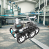 Outdoor patrol robot performing security inspection in factory or park with AI detection and 360-degree monitoring