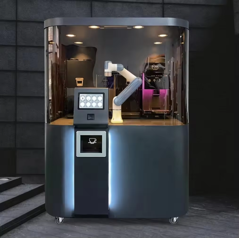 front view fully automatic robotic coffee vending machine 24h unmanned service