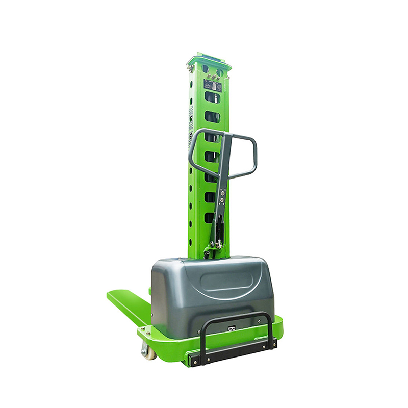 Electric stacker truck with adjustable lifting height for warehouse stacking operations
