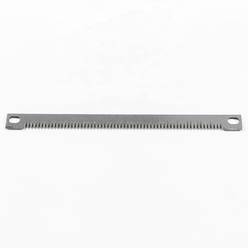 Front view of precision stainless serrated blade for food processing machinery