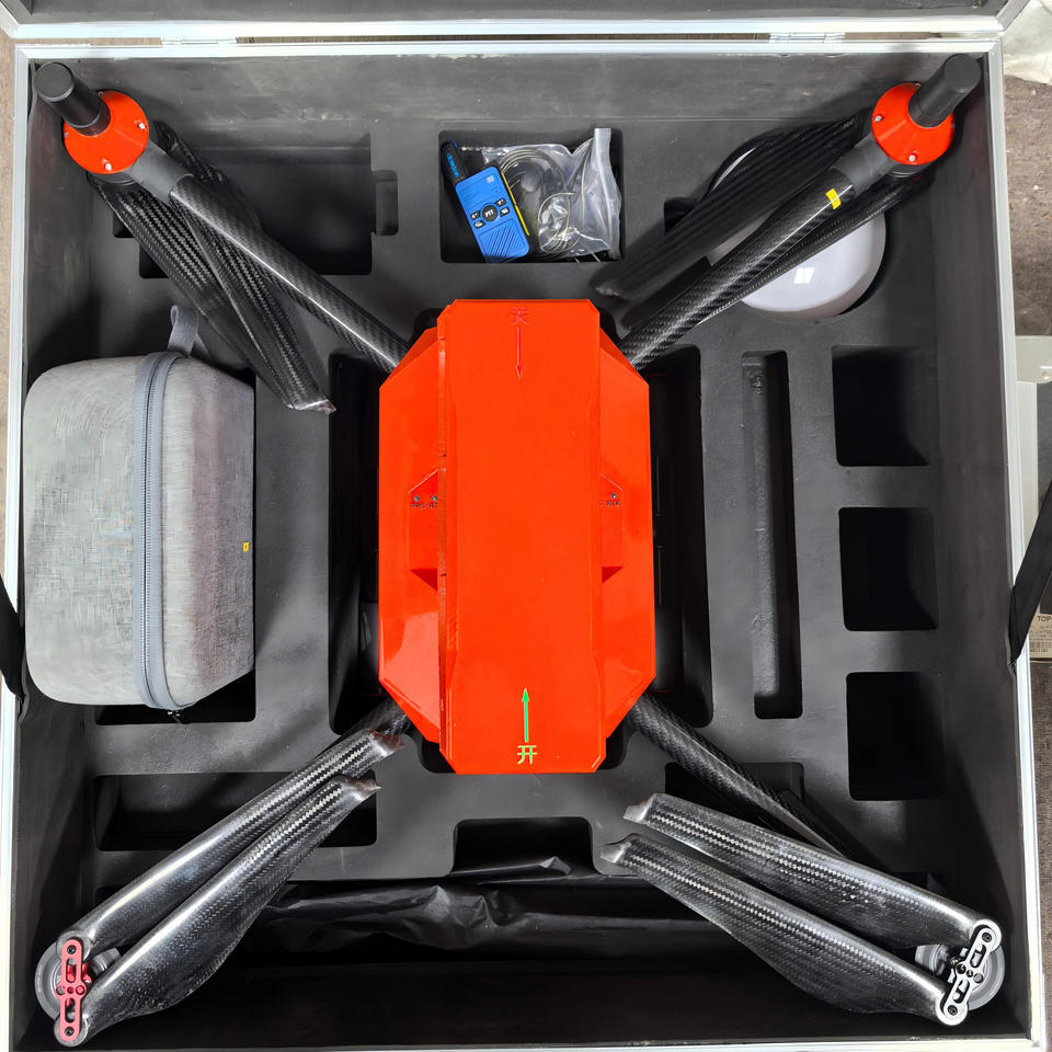Front view surveillance drone showing 48MP gimbal camera for mapping and rescue tasks