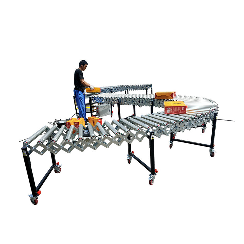 Roller conveyor system for turnover box unloading and e-commerce logistics sorting