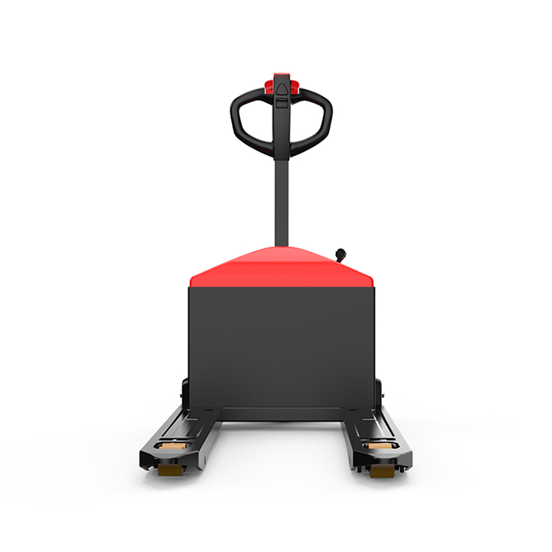 Compact electric pallet mover with 24V battery and ergonomic control interface