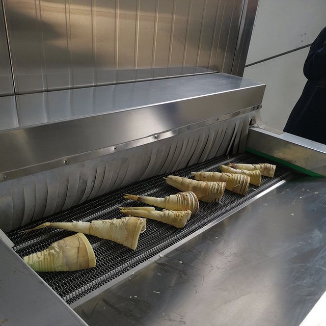 Electric automatic bag-feeding vacuum packaging machine for food products and prepared meals.