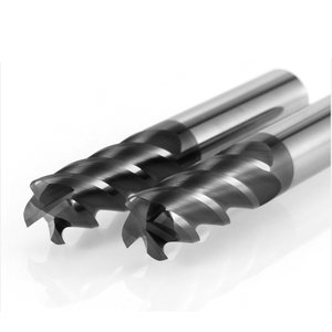 Front view of 66 degree 4-flute round nose CNC end mill