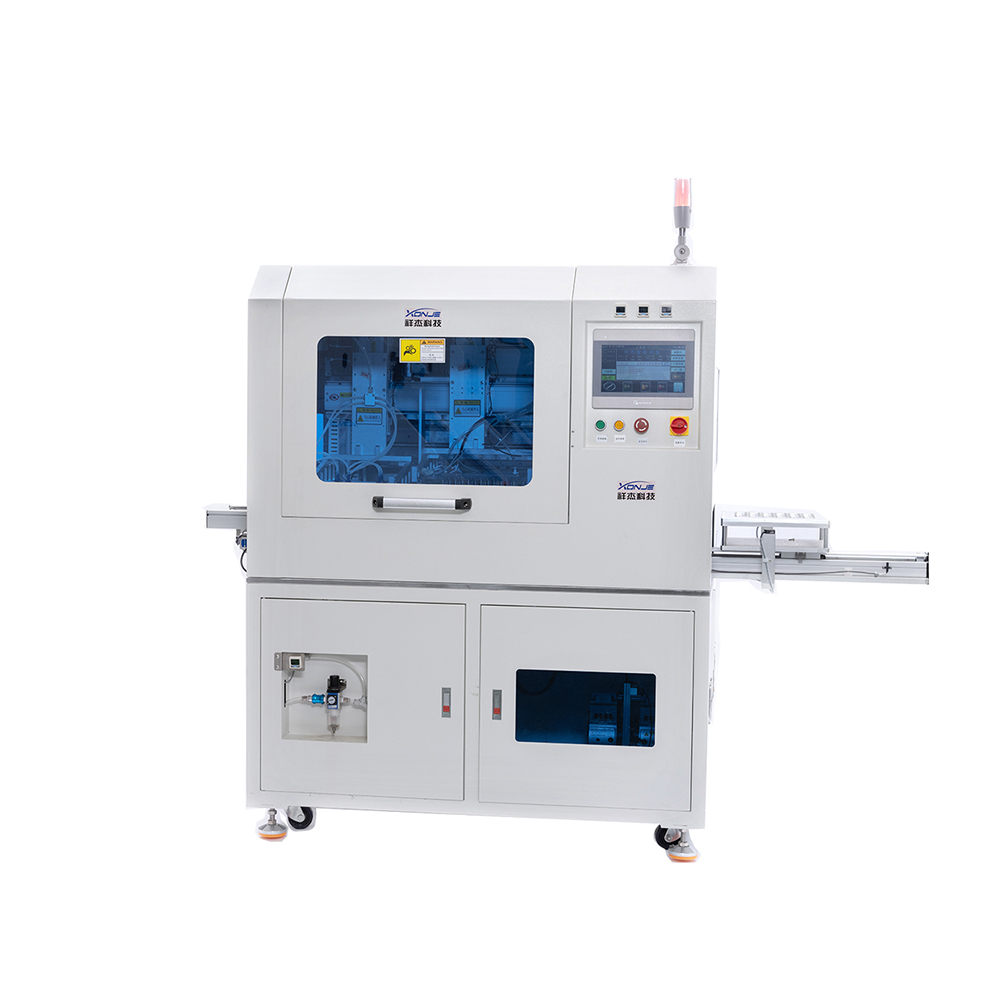 Rotary table PCB cutter for X/Y V-slot cutting with robotic arm handling and servo precision control system
