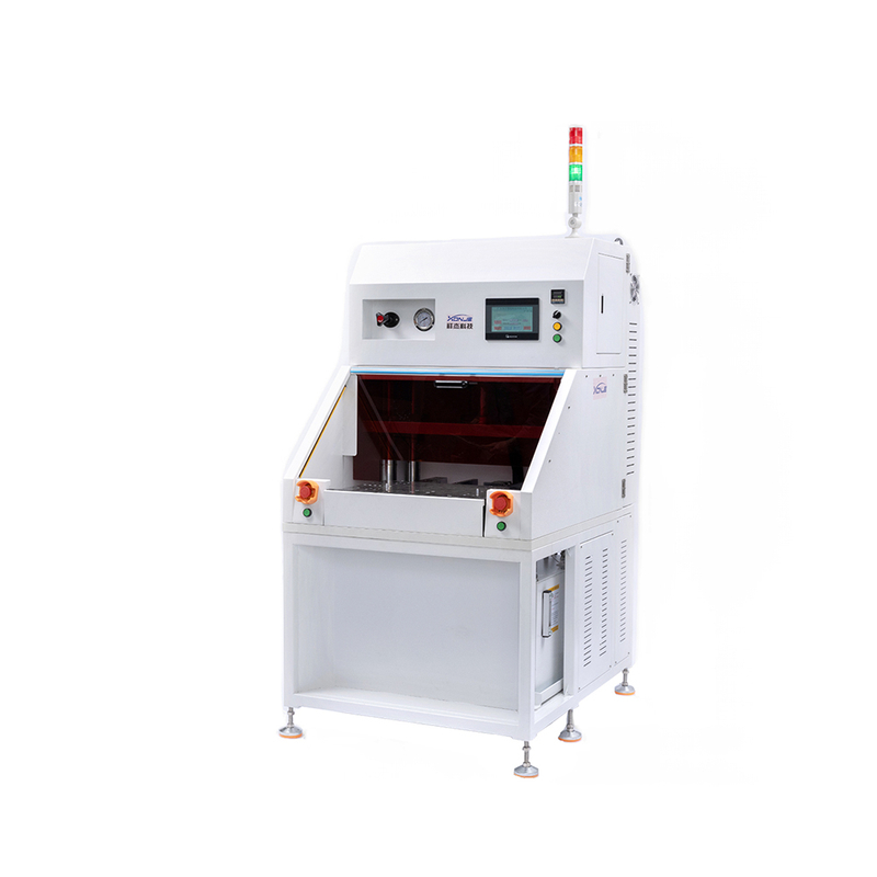 Front view of XONJE XJP8-30T servo stamping and splitting machine with hydraulic system and touchscreen operation panel