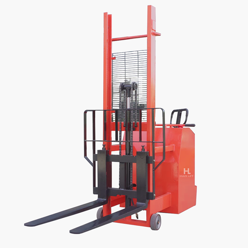 Semi electric counterbalance reach stacker for warehouse lifting 500kg–1Ton