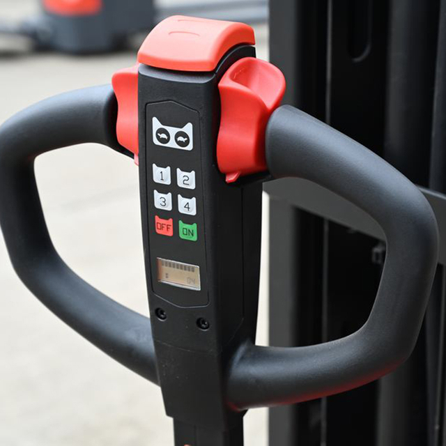 full electric self loading stacker with 1300kg to 1500kg capacity for warehouse handling