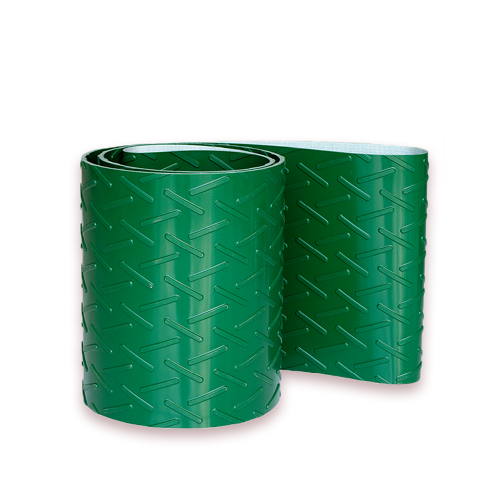 Green herringbone belt