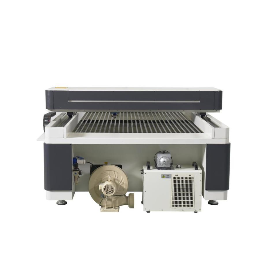 Industrial CO2 laser cutting machine showing full worktable and control panel for accurate sheet cutting and engraving applications