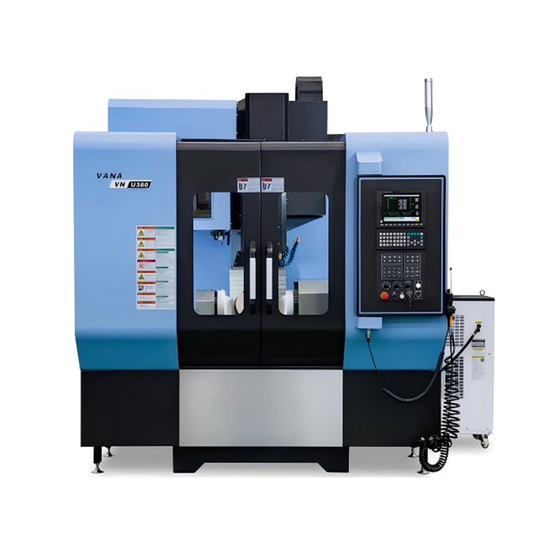 Front view of U-series vertical CNC machining center for 5 axis machining and precision component manufacturing