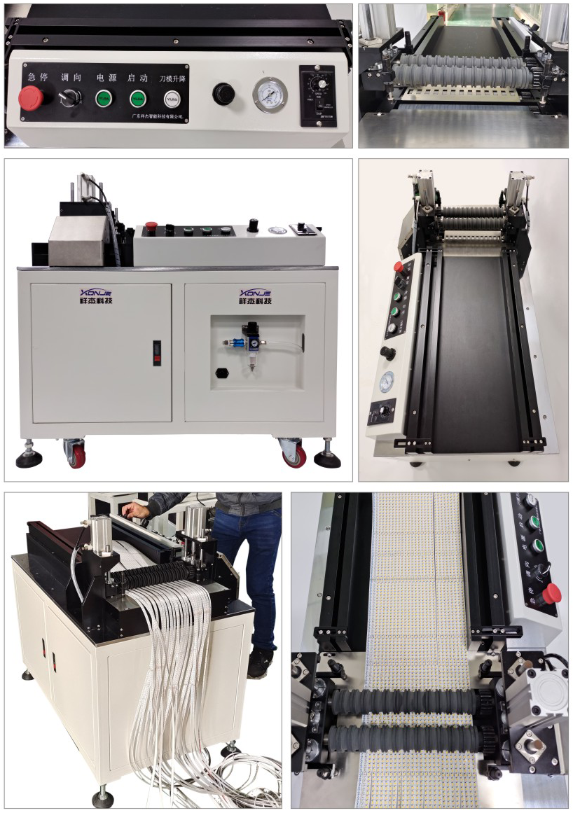 Automatic FPC light strip splitter with precision guide rail, high-speed steel blades, and visual counting touchscreen