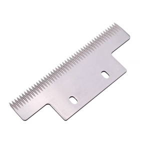 Front view of T type stainless serrated blade for food packaging machinery