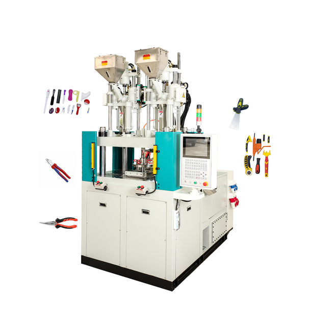 Vertical hydraulic injection moulding machine designed for insert molding applications