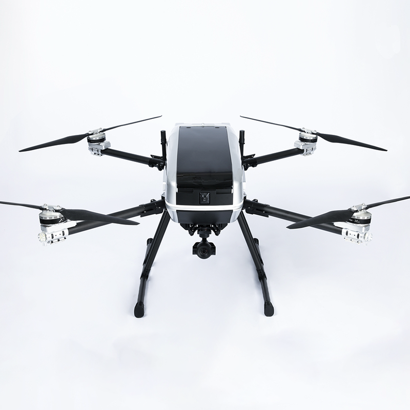 Autonomous UAV in flight with wide-angle FPV camera for wind power and forest patrol