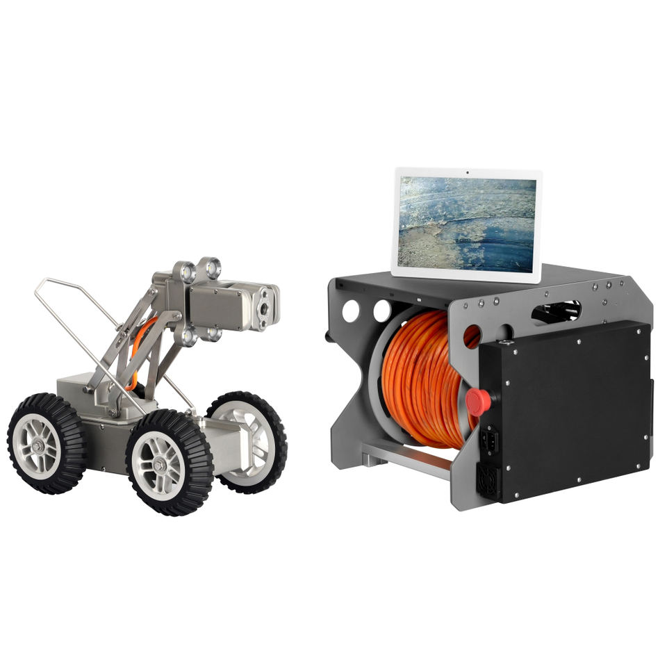 Four-wheel pipe crawler robot with HD camera for underground inspection