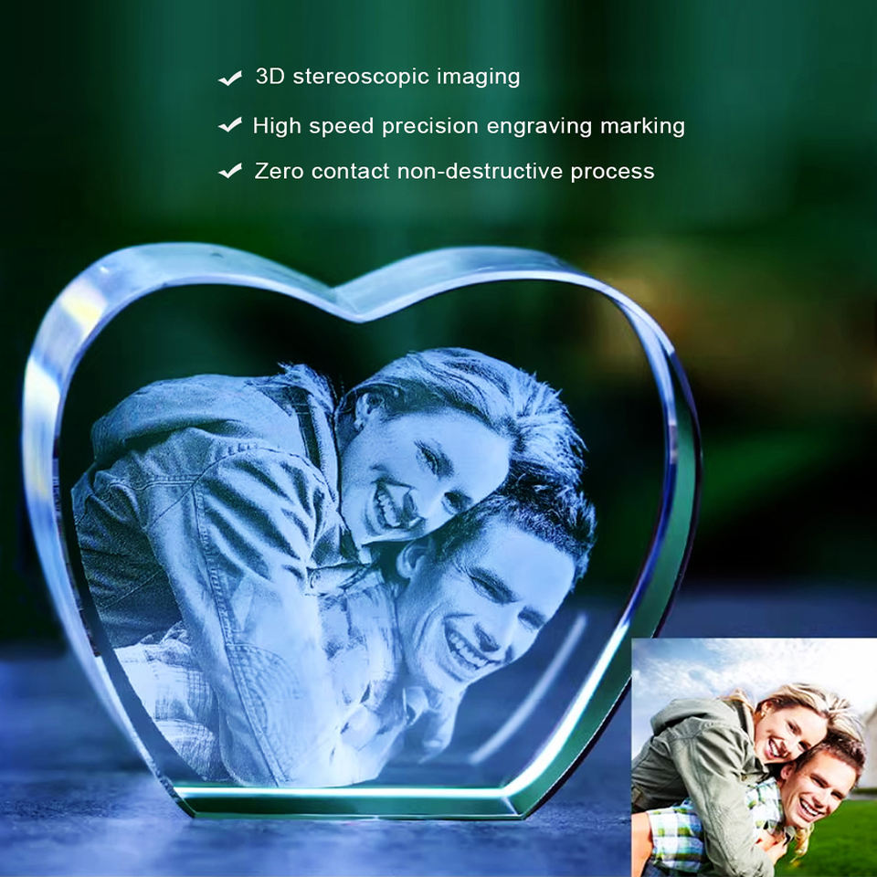 Precision 3D laser engraving system for crystal cubes and acrylic decorative products