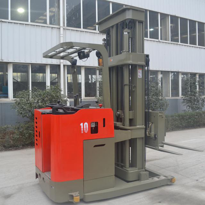AGV forklift for warehouse automation with high lifting mast and compact turning radius design