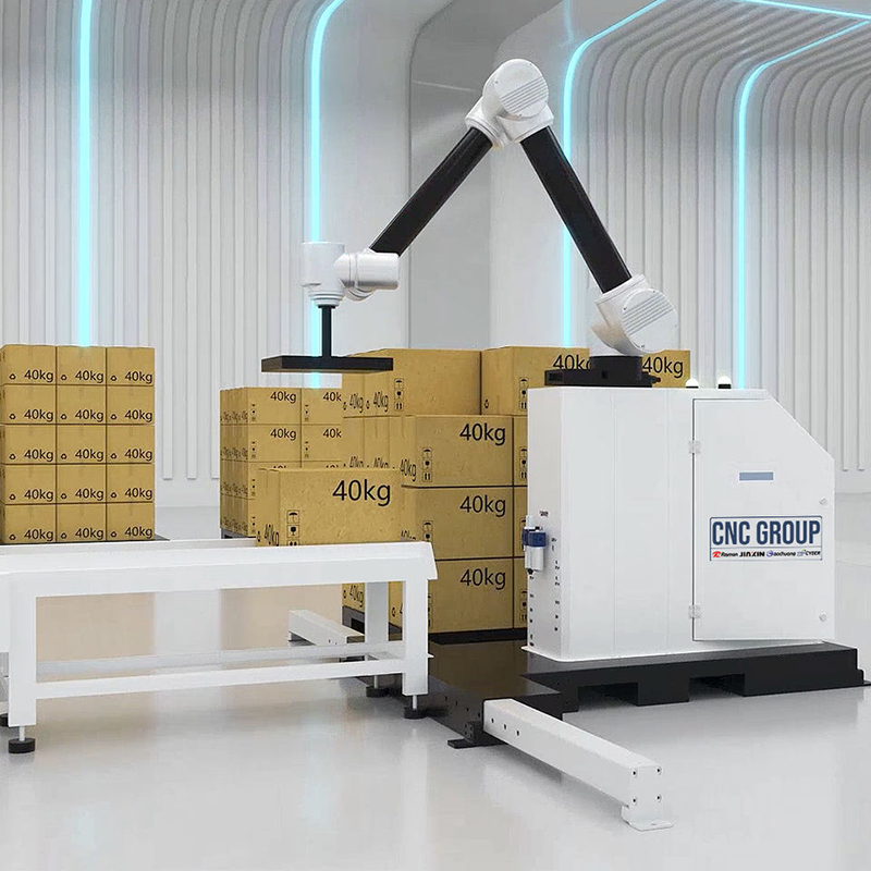 Fully automated packing and palletizing unit for logistics and warehousing