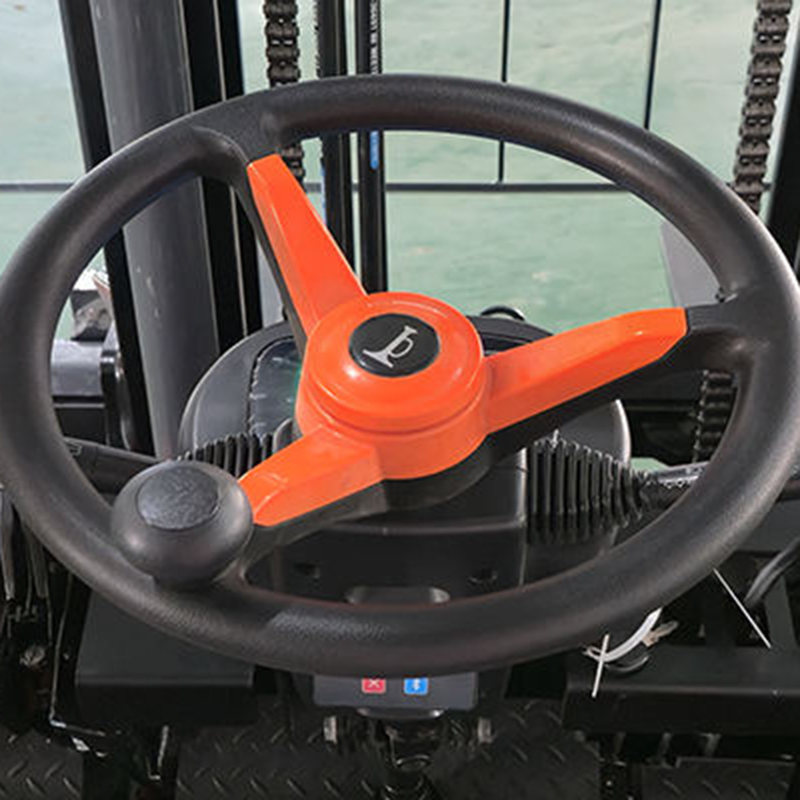 heavy duty electric forklift featuring solid tires and wide view mast for logistics operations