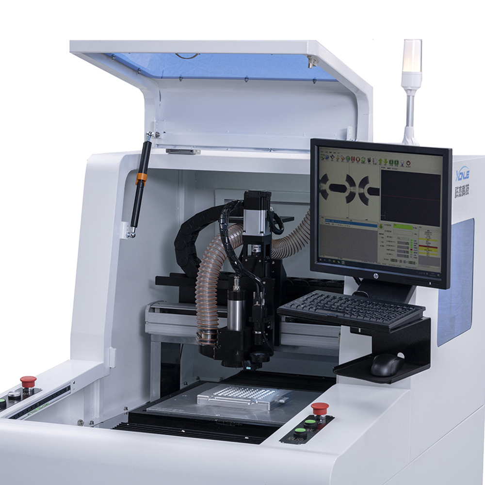 Industrial single-station PCB router with high-speed spindle and automatic visual alignment