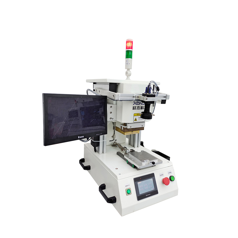 Front view of XONJE XJPP-1A automatic pulse welding machine with digital temperature control and vacuum alignment function