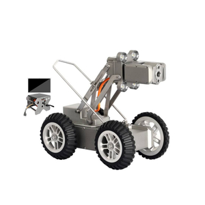 Front view of 360° pipe inspection robot with HD dual cameras and waterproof all-metal crawler body
