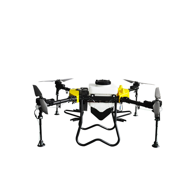 Precision farming agricultural drone quadcopter front view spraying crops