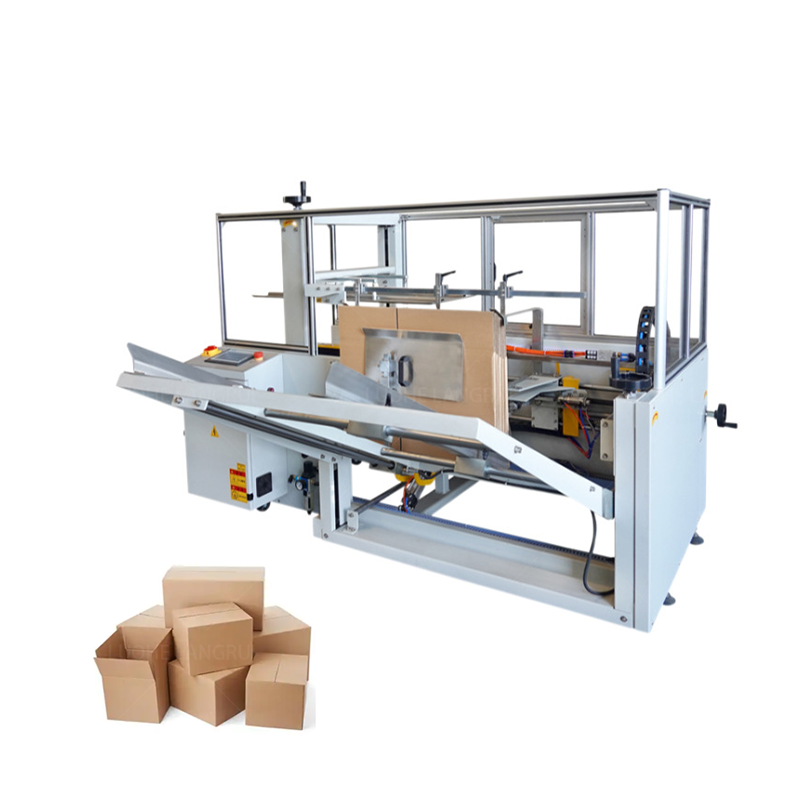 Automatic carton unpacking and sealing machine for packaging lines