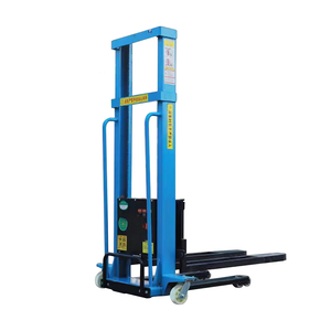 Semi-electric self-loading pallet stacker for warehouse pallet lifting