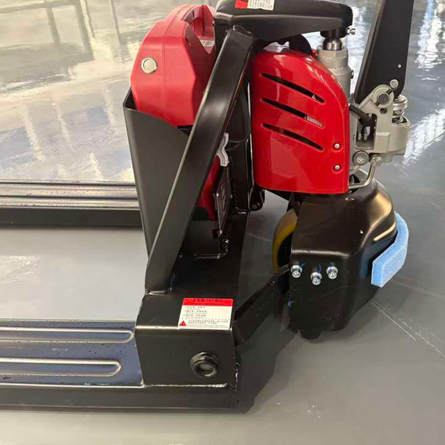 Lithium electric pallet jack with seated operation for warehouse logistics