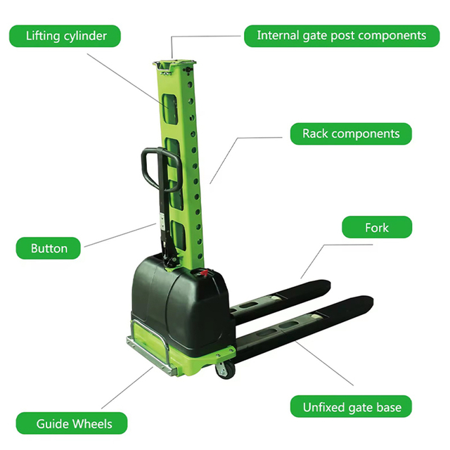 Semi-electric pallet stacker for warehouse material lifting and logistics handling