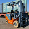 Compact battery-powered forklift designed for narrow aisles, warehouse handling and smooth indoor operation