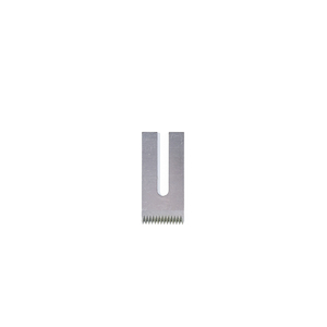 Front view of U shaped stainless serrated blade for food processing machinery