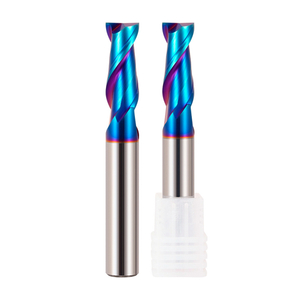 Front view of 65 degree 2 flute carbide end mill for CNC machining