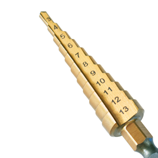 Front view of 3-13mm step drill cutting tip