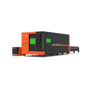 Metal fiber laser cutting machine front view with enclosed safety design and automatic focusing laser head for sheet metal cutting
