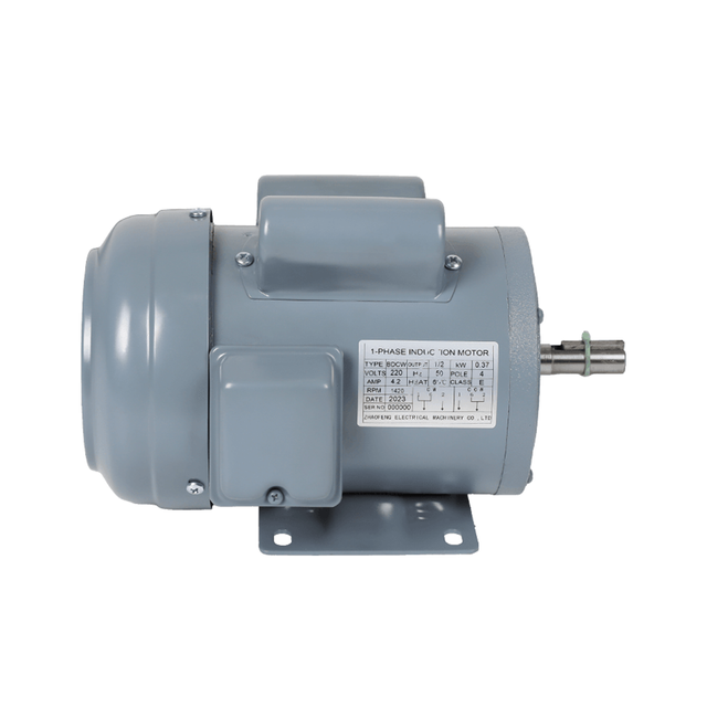 Front view of ZF iron shell single phase double capacitor motor for woodworking and pumping applications