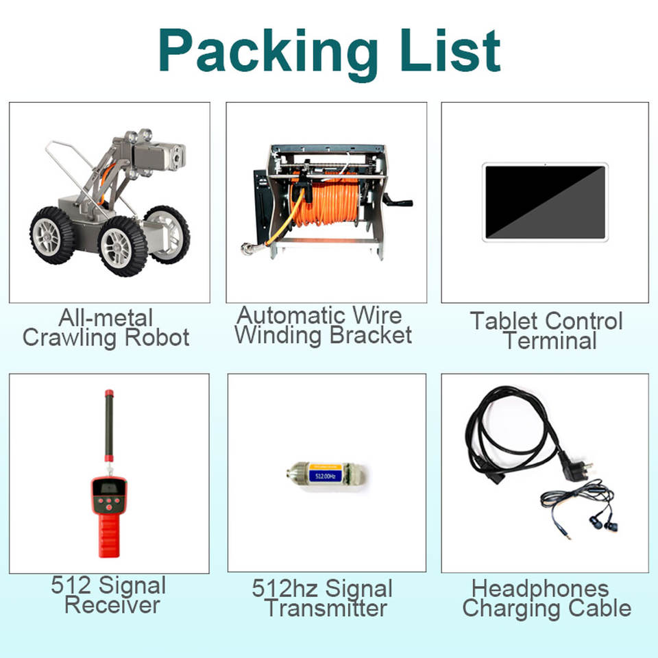 Top view of waterproof pipeline inspection robot showing 360° rotating camera and anti-slip tires