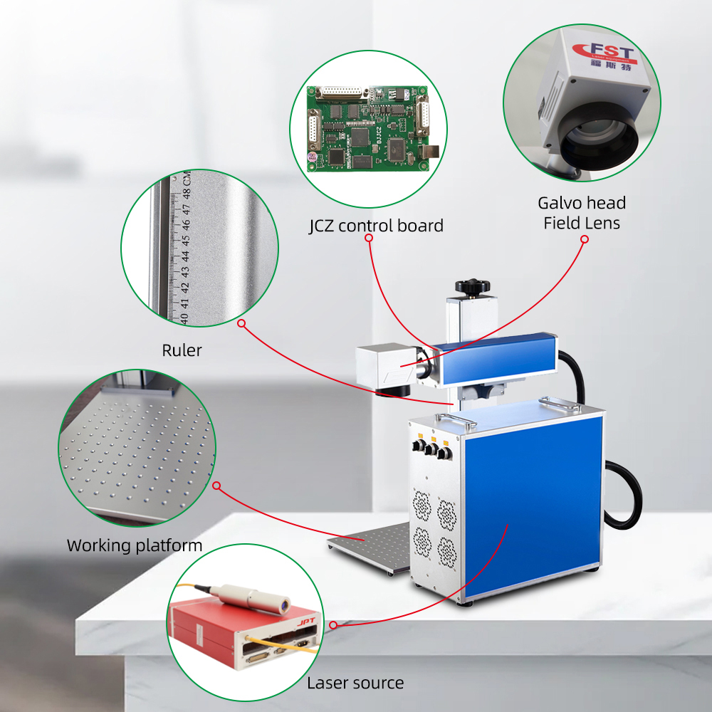 High-precision fiber color engraving machine with air-cooled system for stainless steel and aluminum marking
