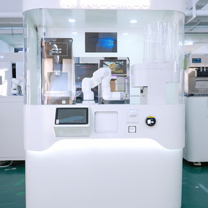 automated barista robot preparing coffee with 6 axis arm