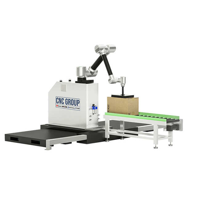 Automated robot palletizing system with integrated unpacking and sealing modules