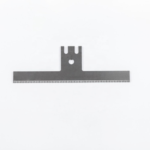 Front view of versatile stainless serrated blade for food processing and packaging machinery